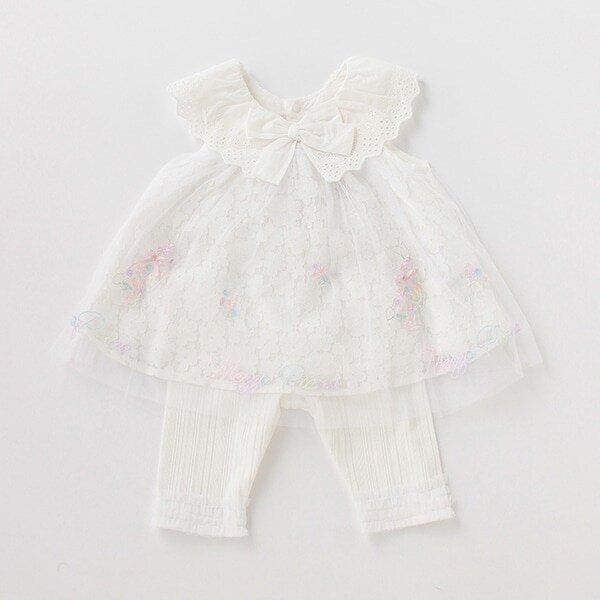 ウサギ刺しゅうレースチュニック×レギンスセット