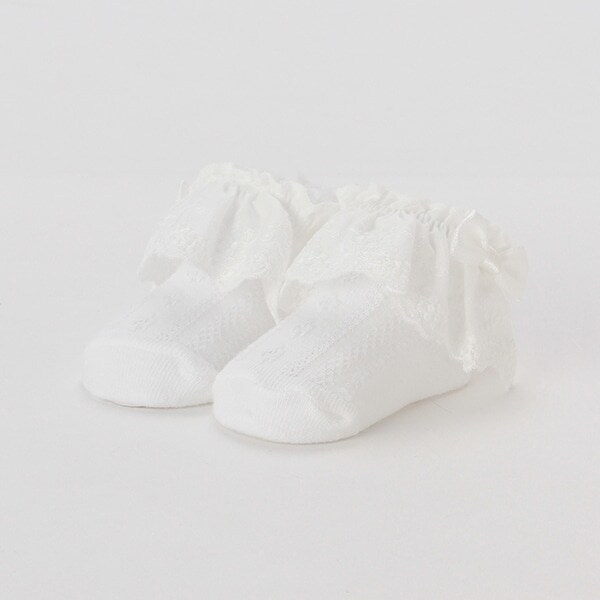 幅広レースつき透かし柄カップソックス