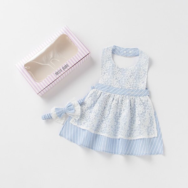 オリジナルギフトボックスつき花レースエプロン×リボンヘアバンドセット