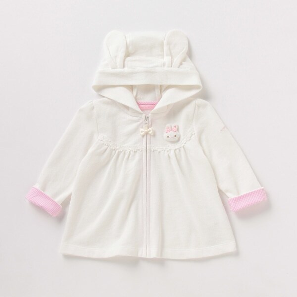 ミニ裏毛 ウサギマスコットつき耳パーカー