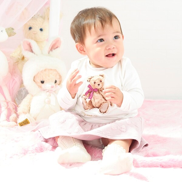 クマＴシャツ風ロンパース＆スカートセット