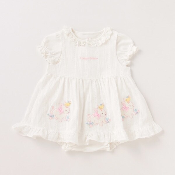 ウサギジャンパースカート＆半袖ロンパースセット