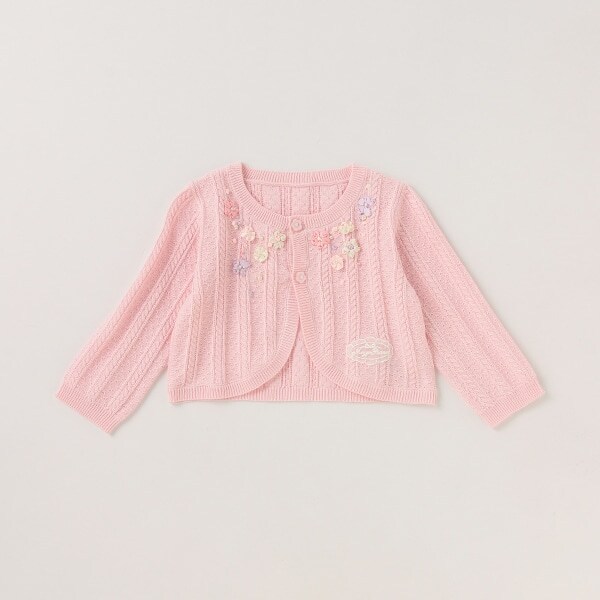 リボン刺しゅうニットボレロ