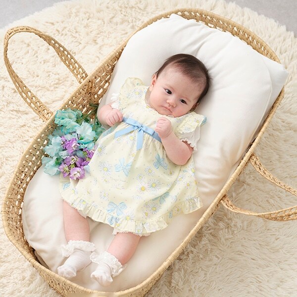 マーガレット柄エプロンつき　半袖2wayオール