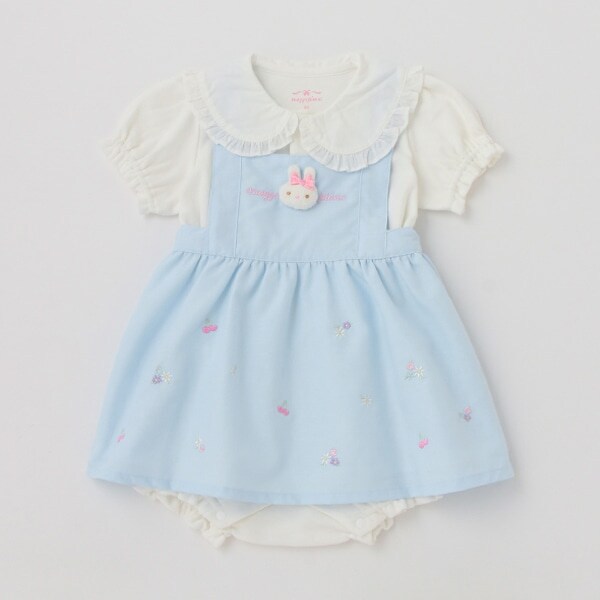 ウサギマスコットつきエプロンスカート＆半袖ロンパースセット