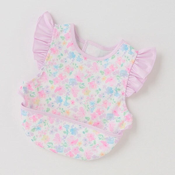 水彩フラワー柄　お食事スタイ