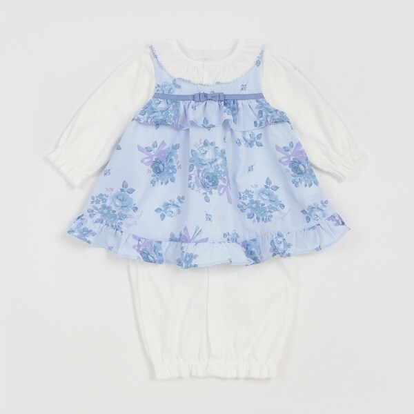 ローズブーケ柄エプロンつき　2wayオール