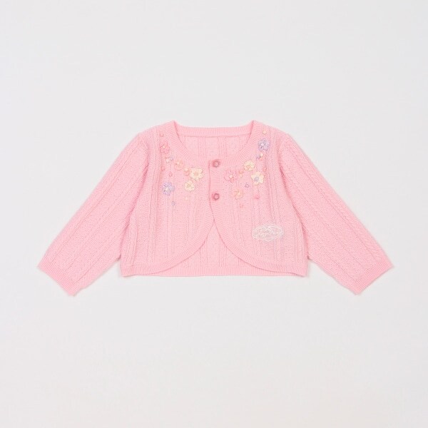 リボン刺しゅうニットボレロ