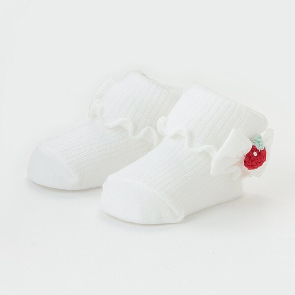 イチゴ編みモチーフつき　ソックス【日本製】