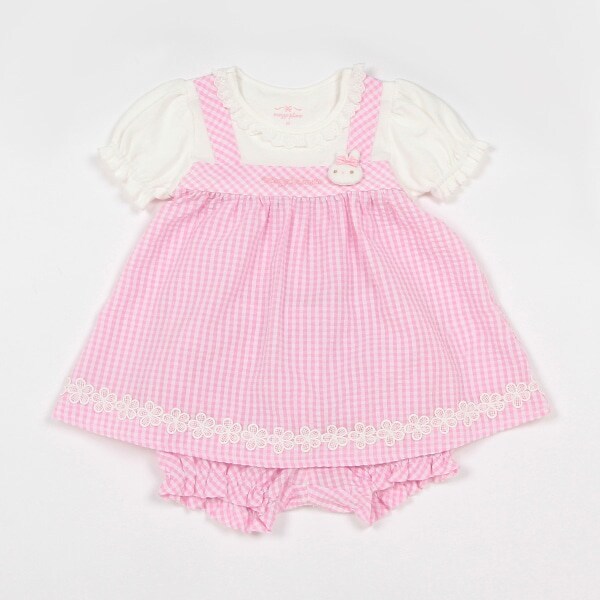 ウサギマスコットつきギンガムチュニック＆ブルマセット