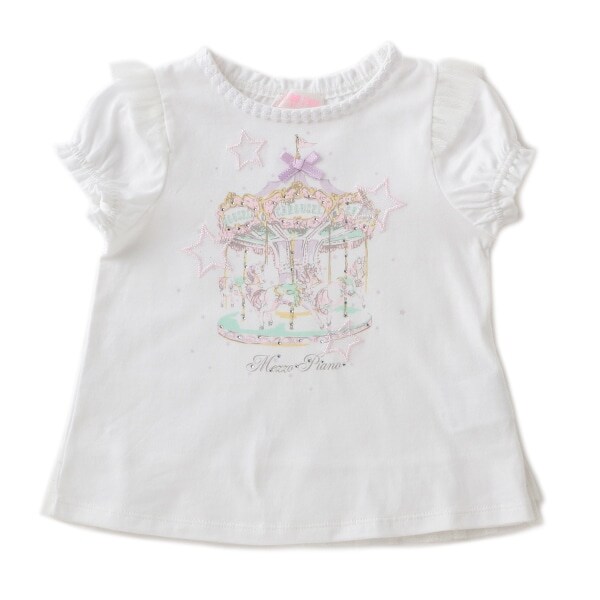 メリーゴーランドプリントフリルTシャツ