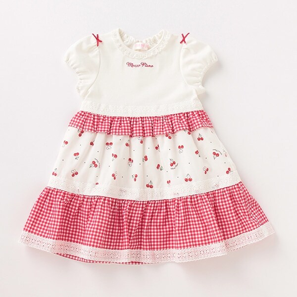 ギンガムティアードドッキング風ワンピース