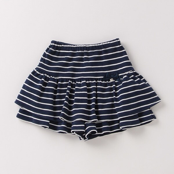ボーダー2段フリルキュロットスカート