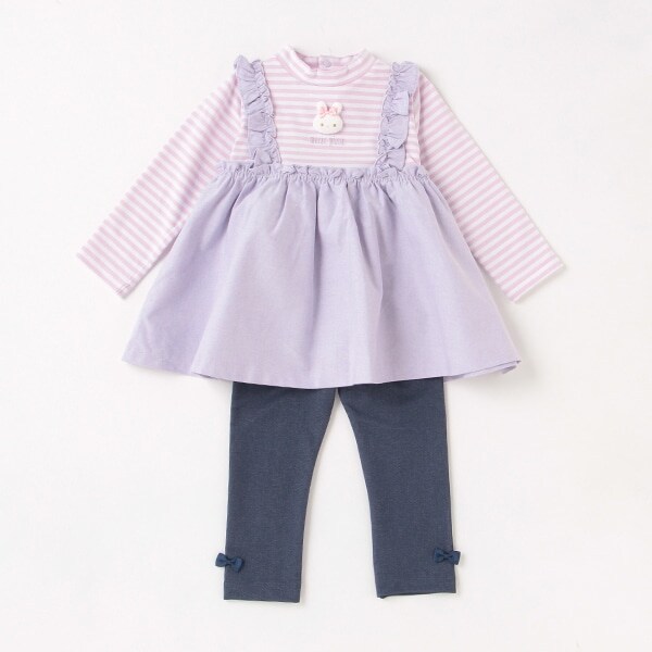 ウサギマスコットつき切替チュニック＆レギンスセット