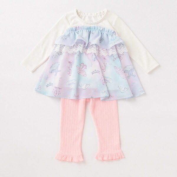 バレリーナ柄チュニック＆レギンスセット