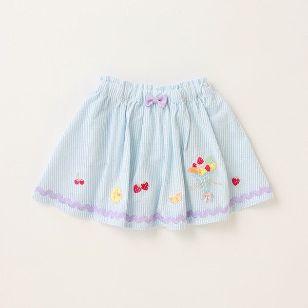 フルーツアップリケ　ブルマつきスカート