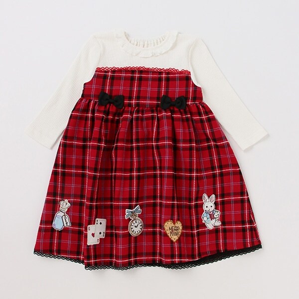 アリスモチーフチェックドッキングワンピース