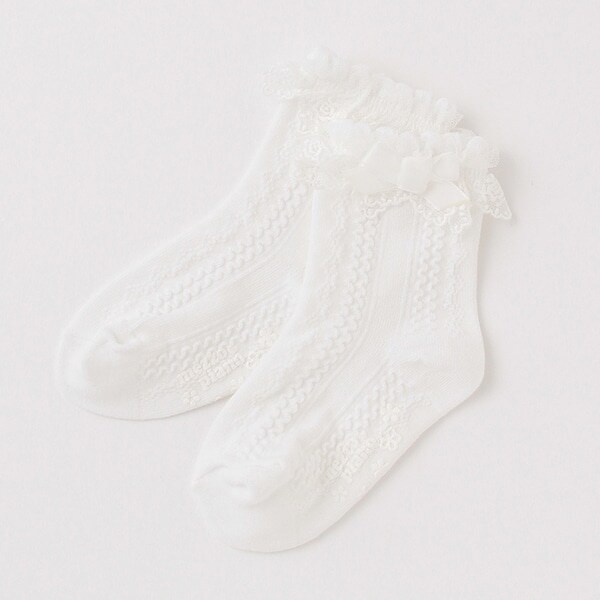 【ベビーサイズ】レーススカラップ柄ソックス【日本製】