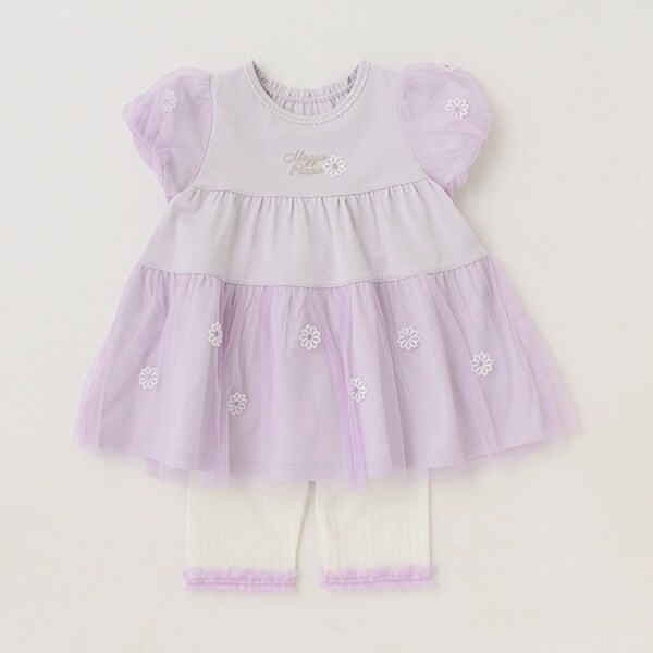 花モチーフつき半袖チュニック＆6分丈レギンスセット