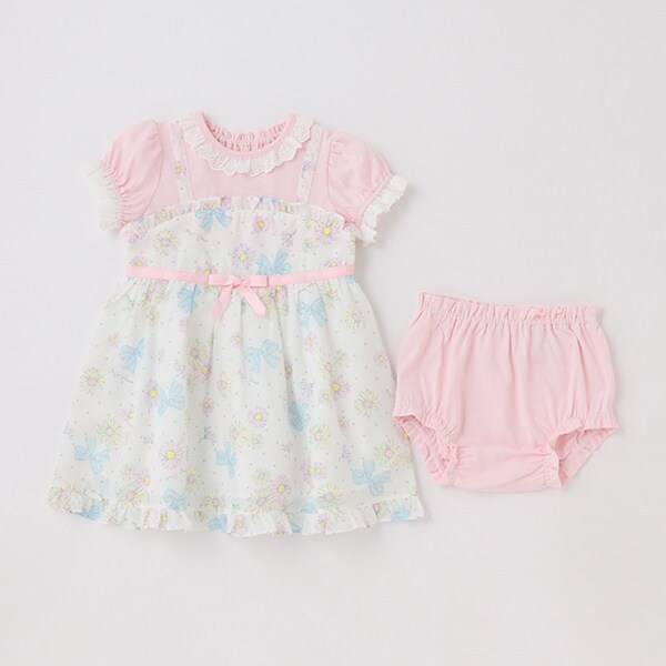 マーガレット柄ドッキングワンピース＆ブルマセット