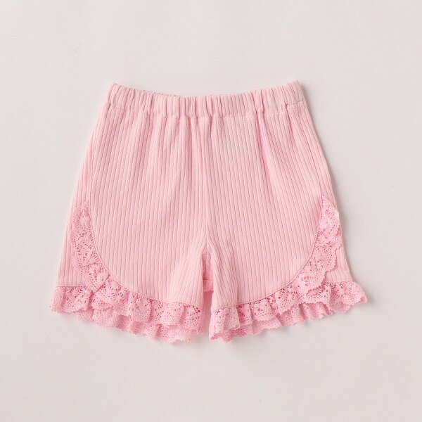 フリルレース　テレコショートパンツ