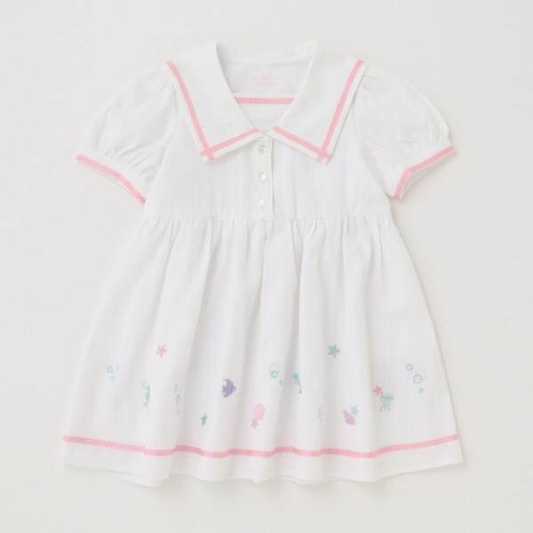 裾刺しゅうセーラーカラーワンピース