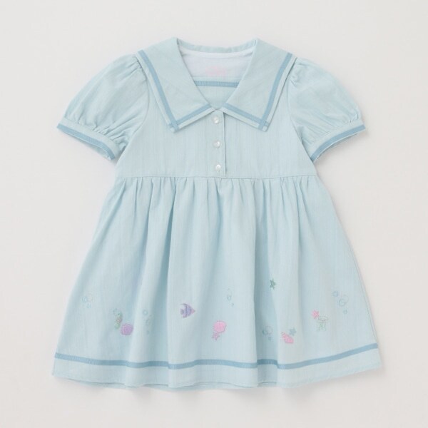 裾刺しゅうセーラーカラーワンピース