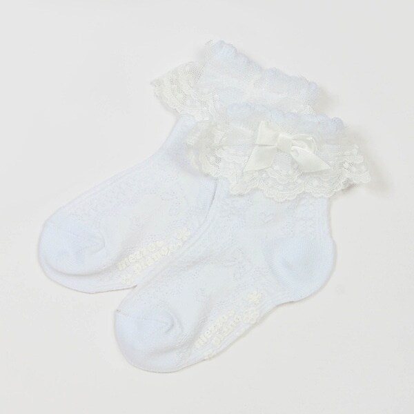 レースつきスカラップ柄　ソックス【日本製】