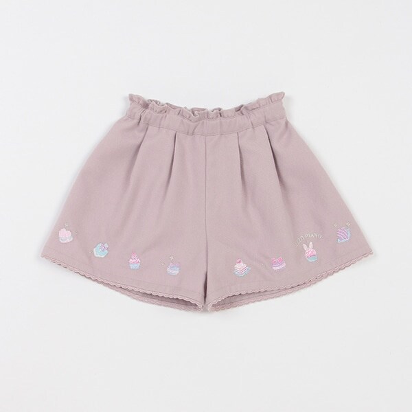 プチフール刺しゅう　タックキュロットスカート