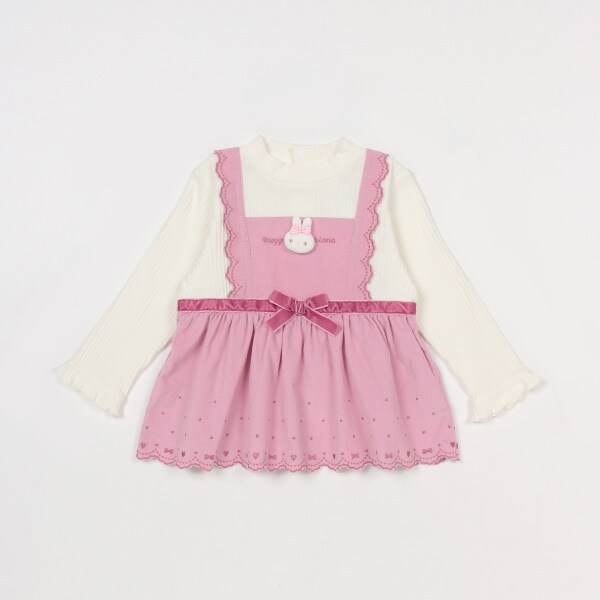 ウサギマスコットつき　スカラップ刺しゅうチュニック