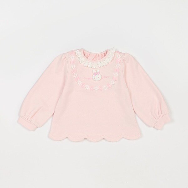 ウサギマスコットつき　裾スカラップ　トレーナー