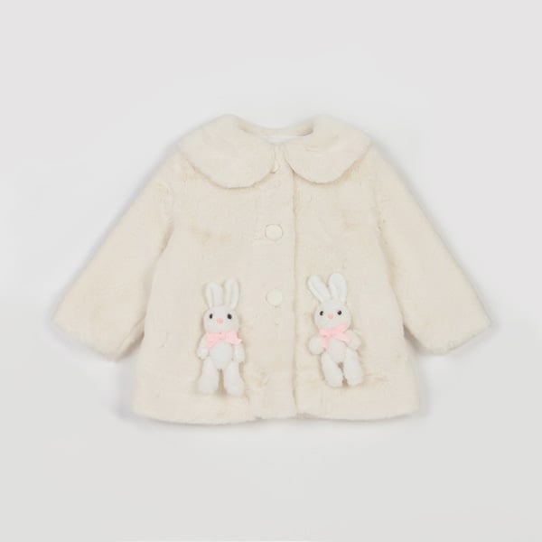 うさぎぬいぐるみつき　フェイクファーコート