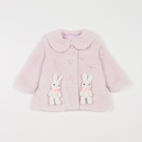 うさぎぬいぐるみつき　フェイクファーコート