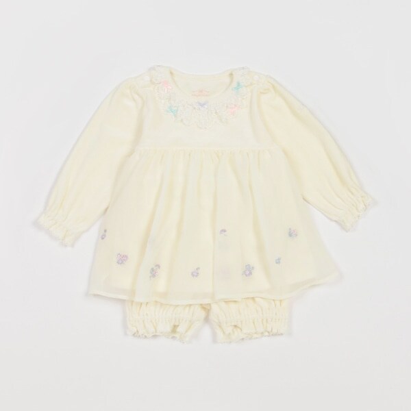 花刺しゅうベロア　レースチュニック＆ブルマセット