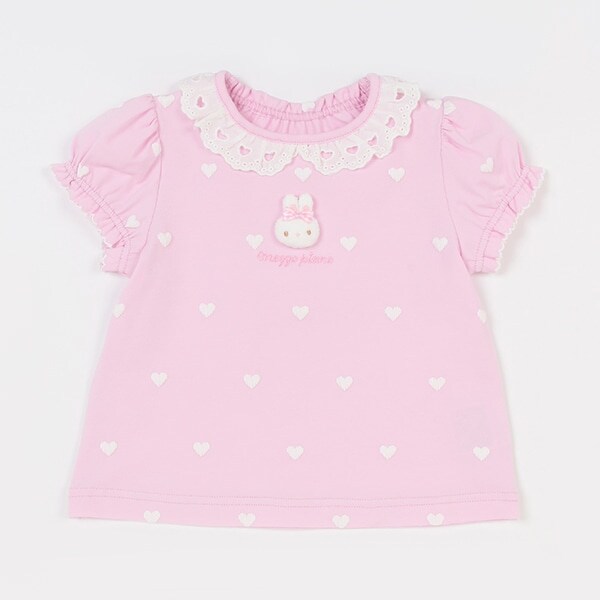 ウサギマスコットつきハート柄Tシャツ