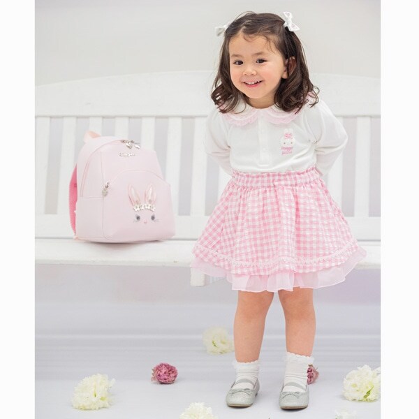 ウサギマスコットつき長袖Tシャツ＆スカートセット