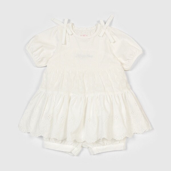 カットワーク刺しゅう5分袖チュニック＆ブルマセット