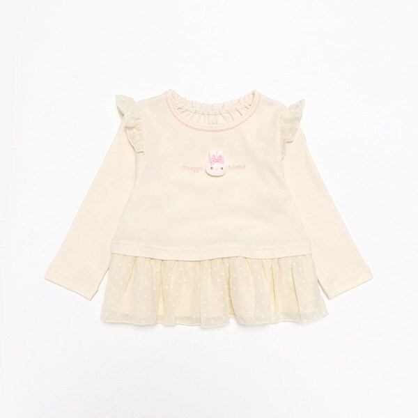 ウサギマスコット付　フリル長袖Tシャツ