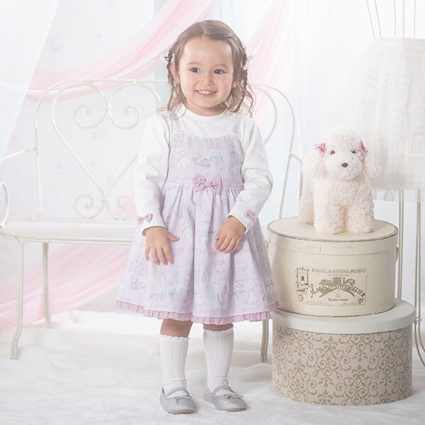 ショッピング柄　ドッキングワンピース