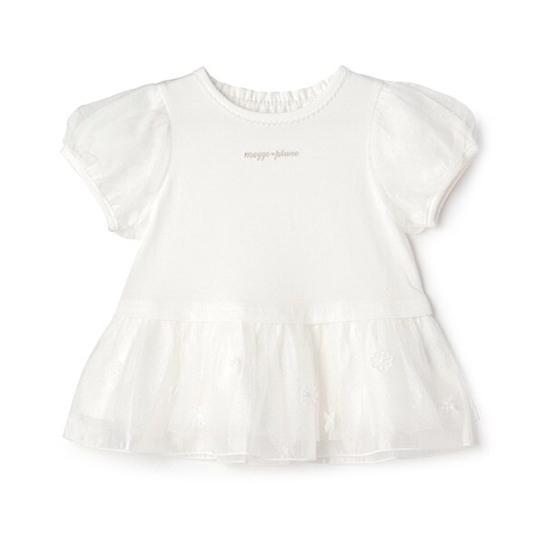 お花裾フリル　半袖チュニック