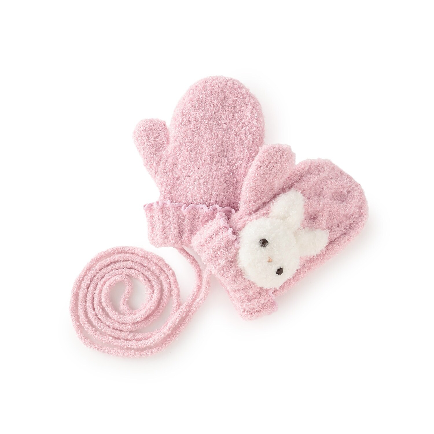 ボアウサギマスコットつき　マシュマロニット手袋