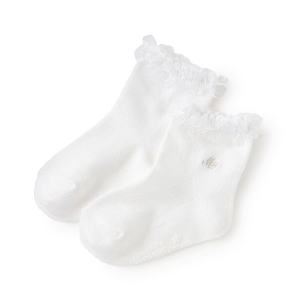 フリル　ロゴ刺しゅうソックス