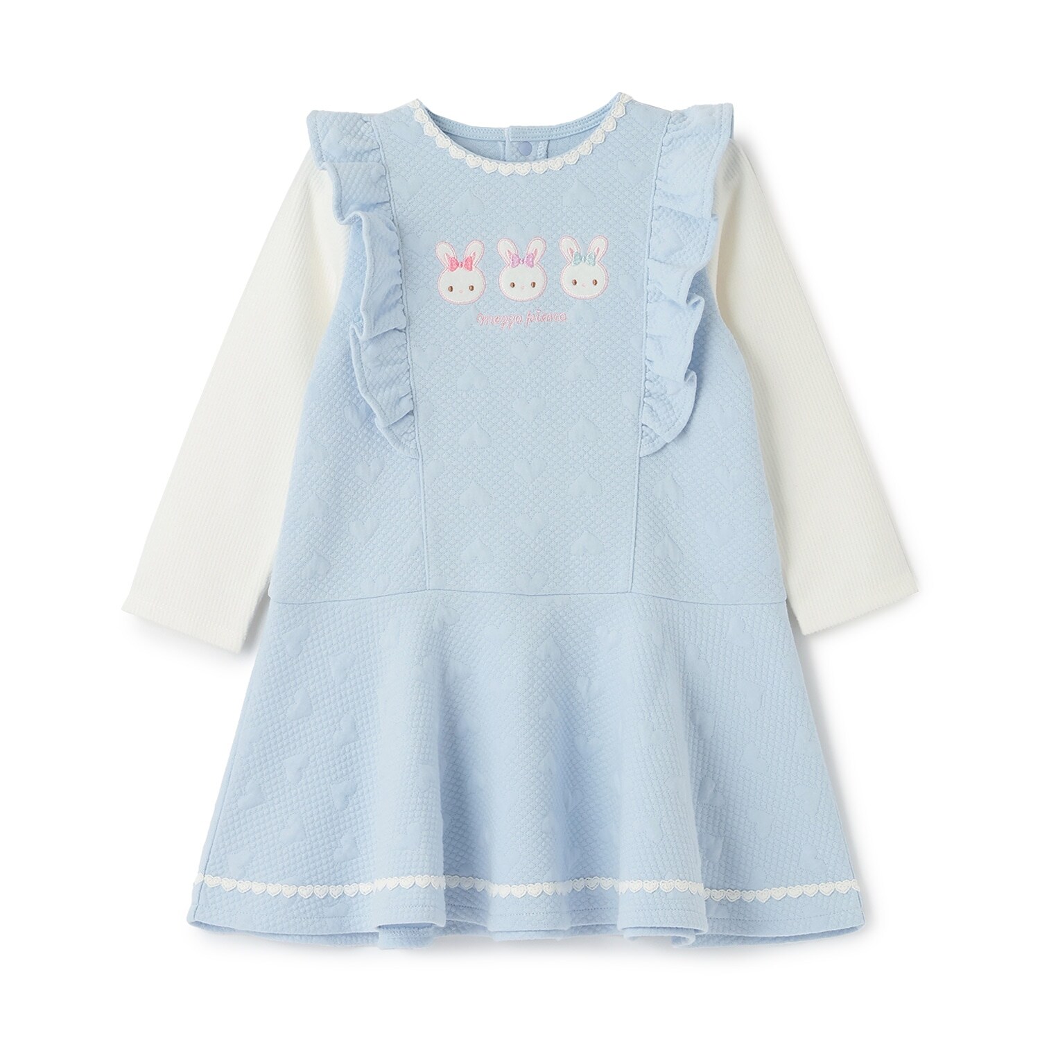 ウサギアップリケ　ハートジャガードワンピース