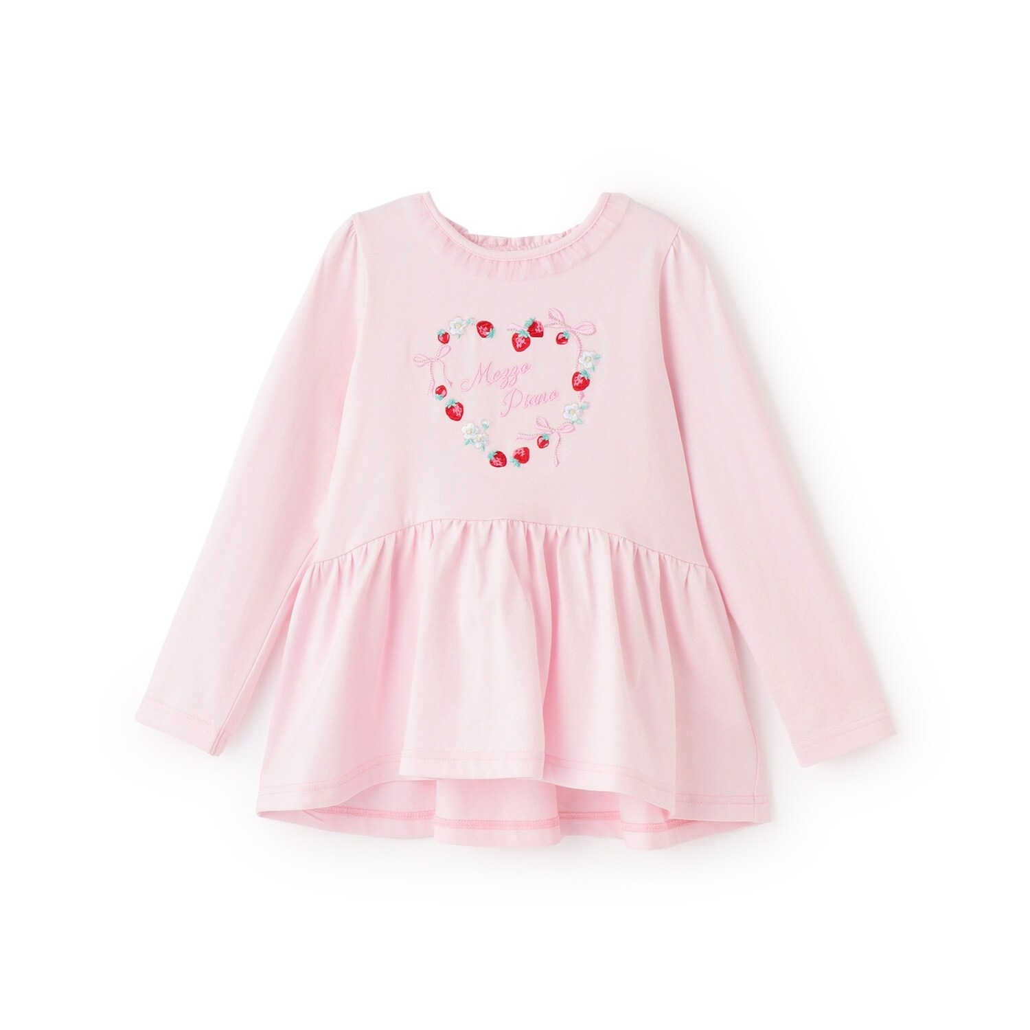 イチゴ刺しゅう　ペプラム長袖Tシャツ