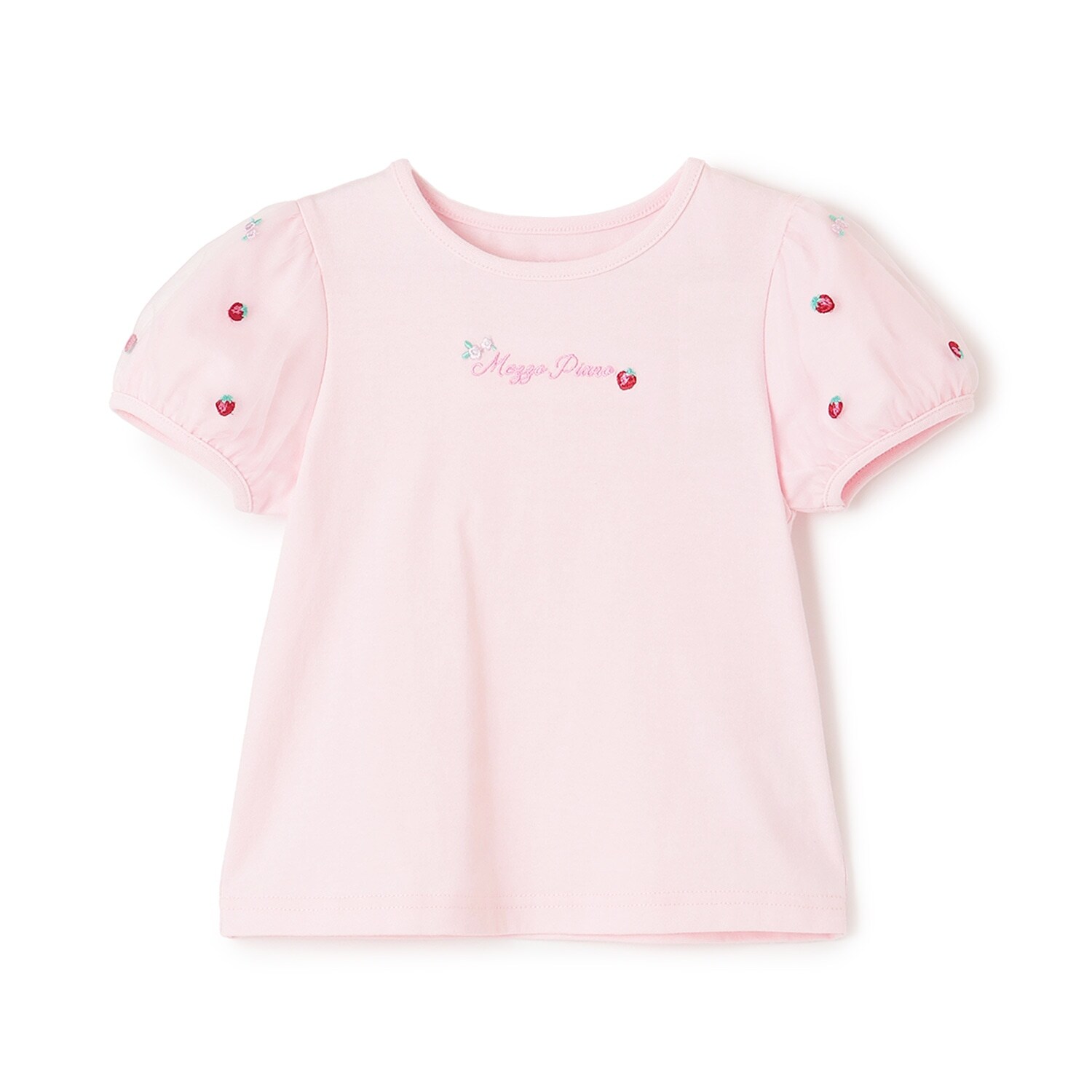 イチゴ刺しゅうチュール袖　Tシャツ