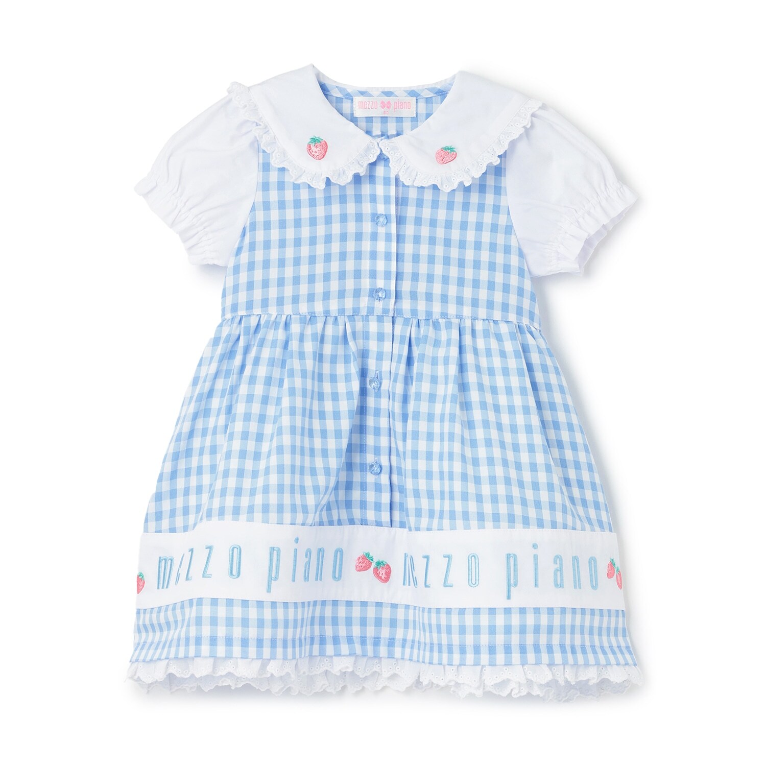 裾ロゴ刺しゅう　ギンガムチェックワンピース