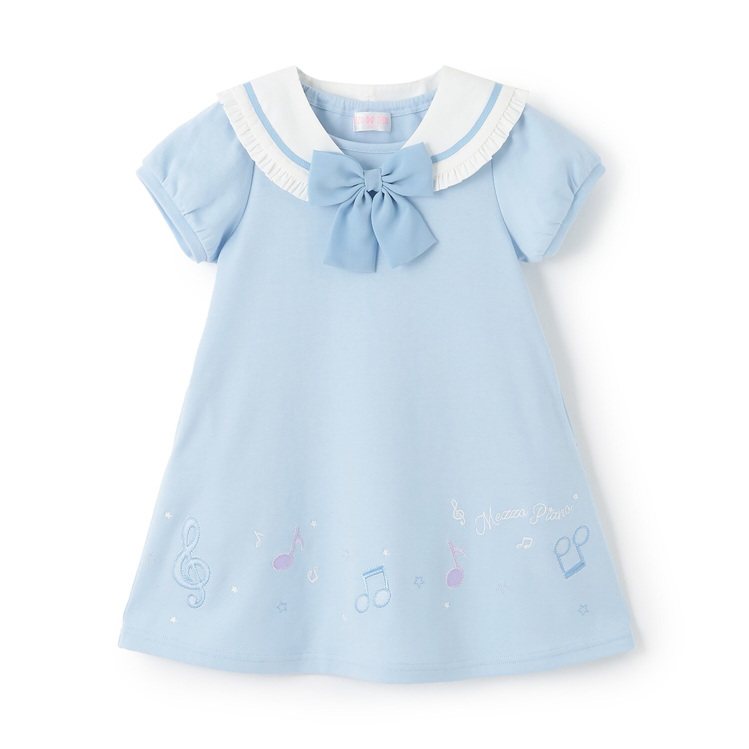 音符刺しゅう　セーラー衿つき　ワンピース
