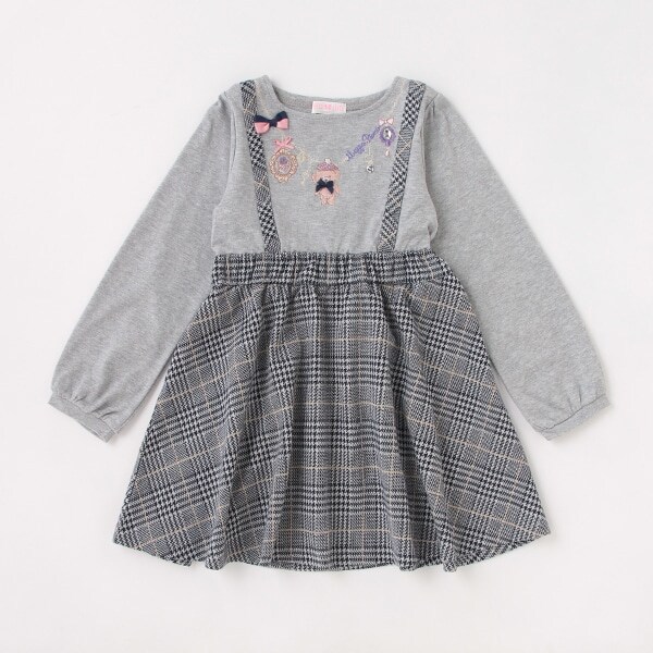 【人気商品再入荷】【直営店で取り扱い無し】くまネックレス異素材ワンピース