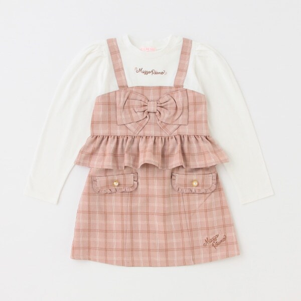 【人気商品再入荷】【直営店で取り扱い無し】ビスチェ切替長袖Tシャツ＆スカートセットアップ