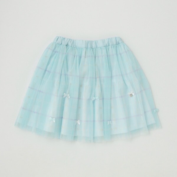 【人気商品再入荷】【直営店で取り扱い無し】チェックチュールリボン　フレアースカート
